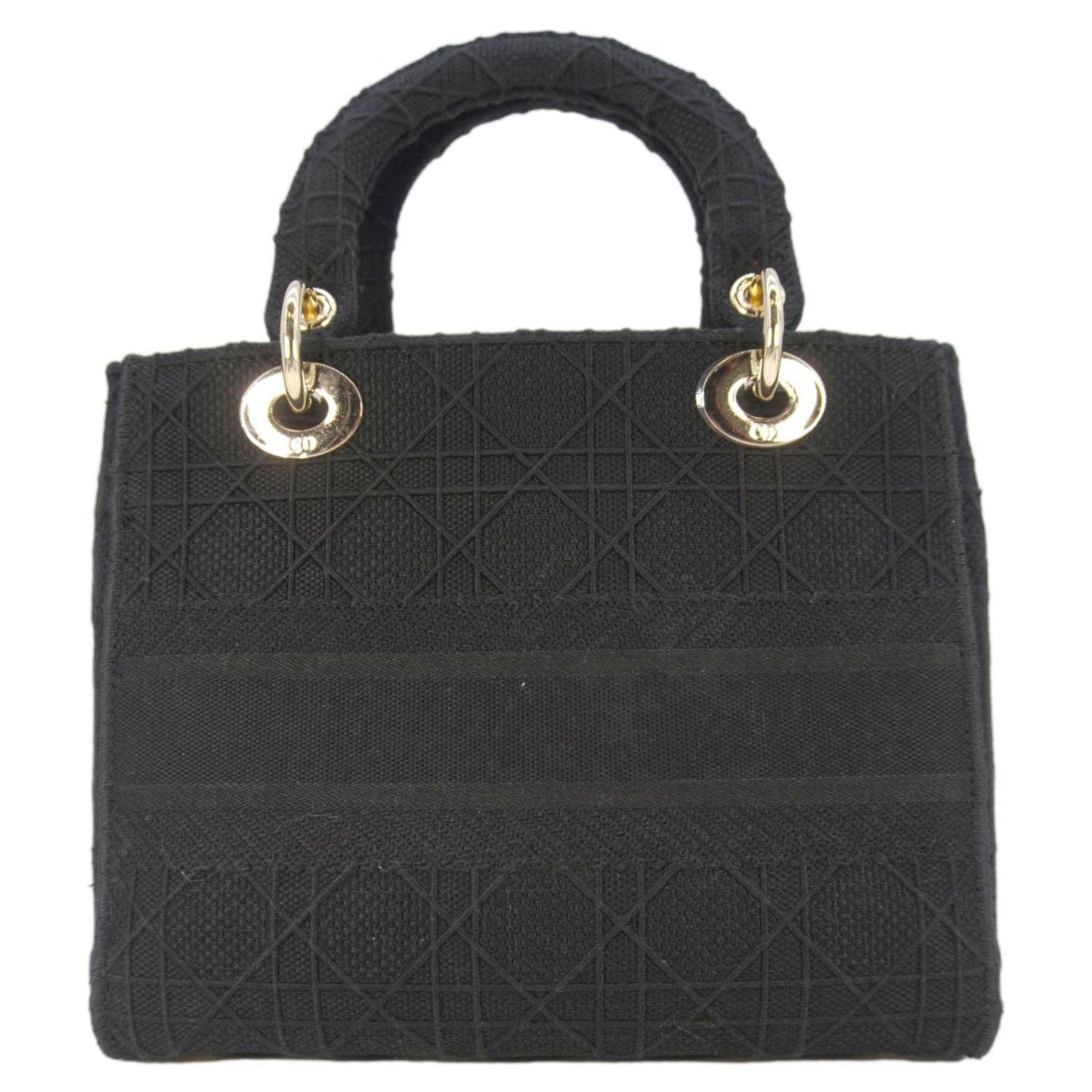 Christian Dior Lady Dior D-Lite Embroidered Canvas Shoulder Bag Black