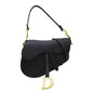 CHRISTIAN DIOR Saddle Grained Calfskin Leather Satchel Shoulder Bag Navy Blue