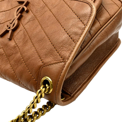 Saint Laurent Niki Leather Brown Crossbody Style 2