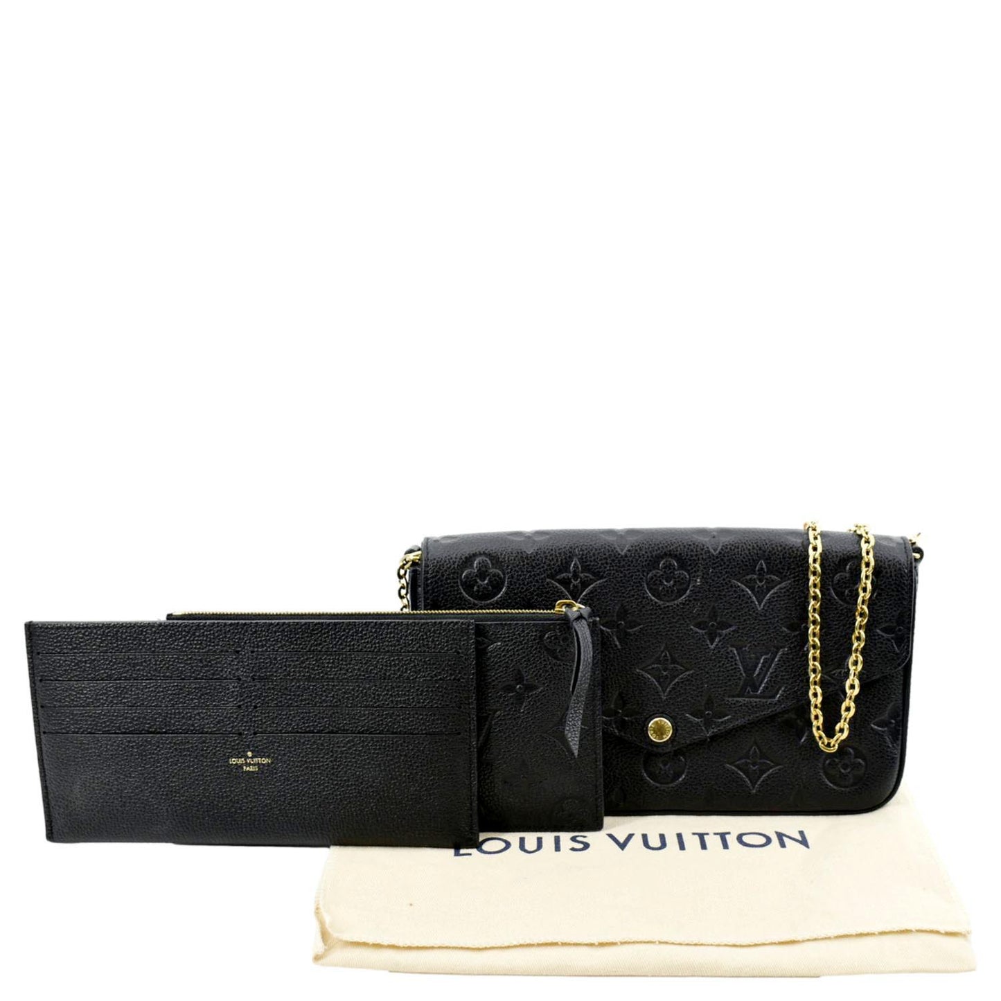 LOUIS VUITTON Felicie Monogram Empreinte Pochette Crossbody Bag Black