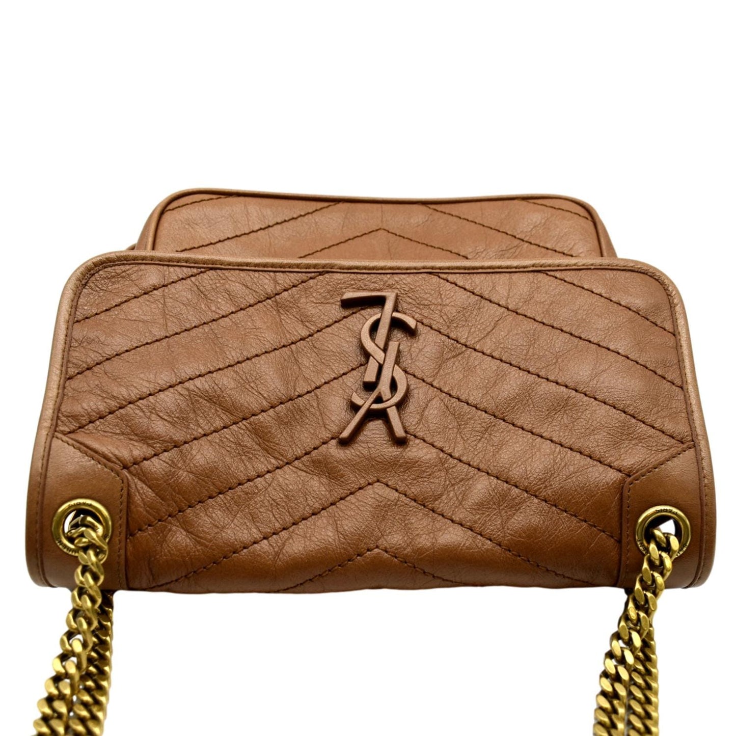 Saint Laurent Niki Leather Brown Crossbody Style 2