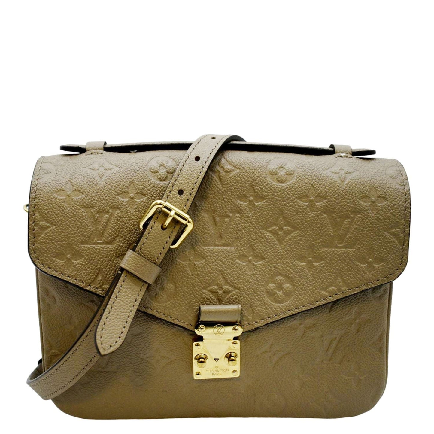 LOUIS VUITTON Women Metis Pochette Empreinte Leather Crossbody Bag Taupe