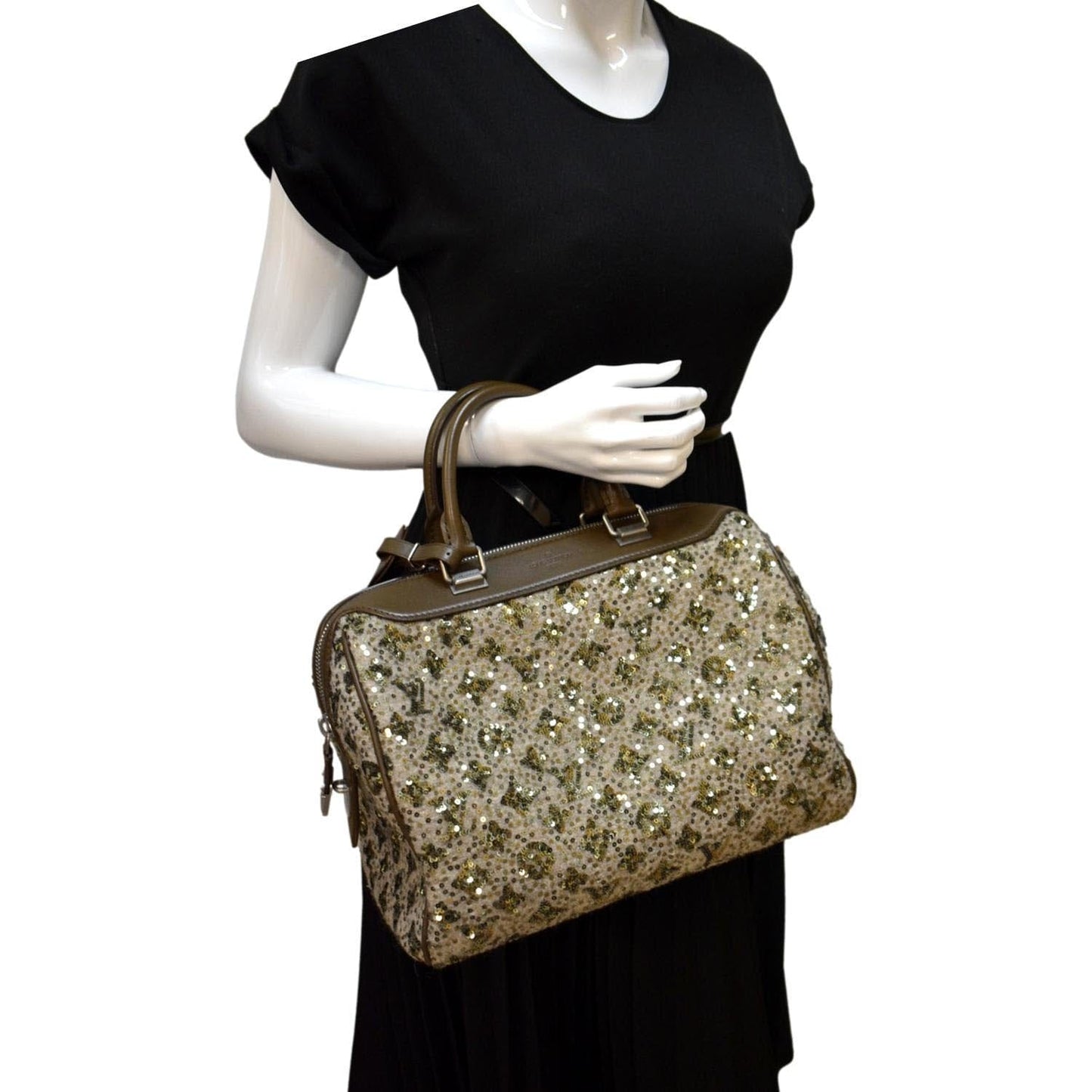 LOUIS VUITTON Sunshine Express 30 Monogram Sequin Satchel Bag Khaki