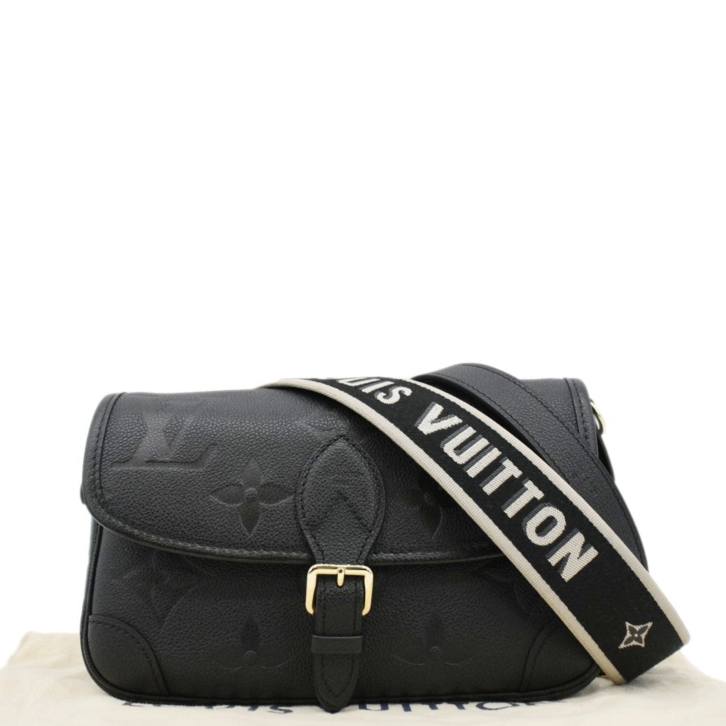 LOUIS VUITTON Diane Monogram Empreinte Leather Crossbody Bag Black