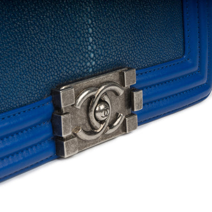 Chanel Boy Bag Leather Blue Shoulder Bag