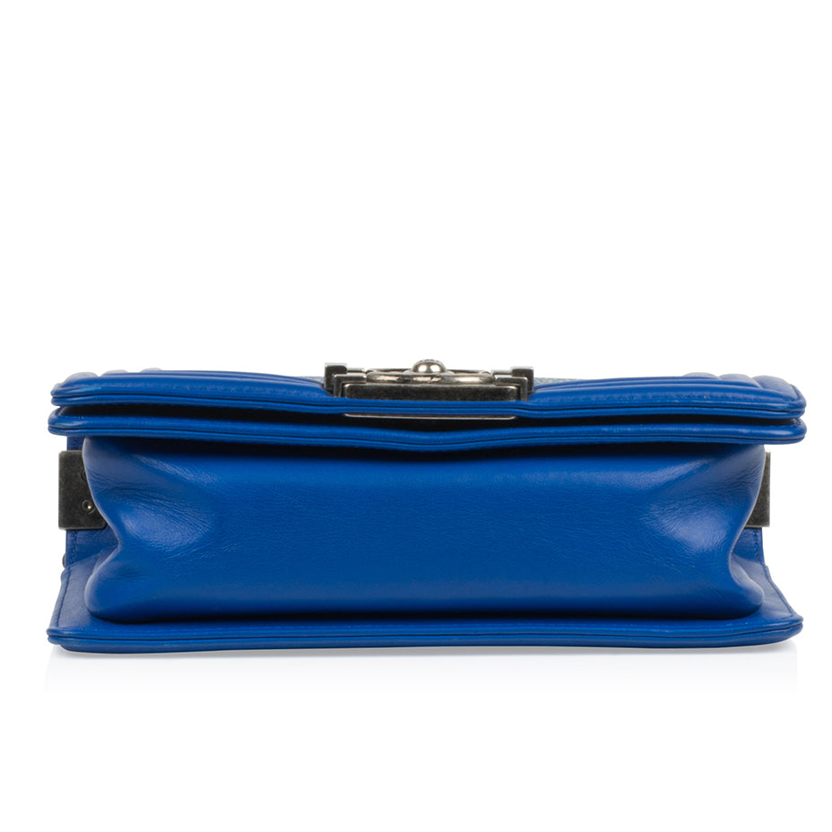 Chanel Boy Bag Leather Blue Shoulder Bag