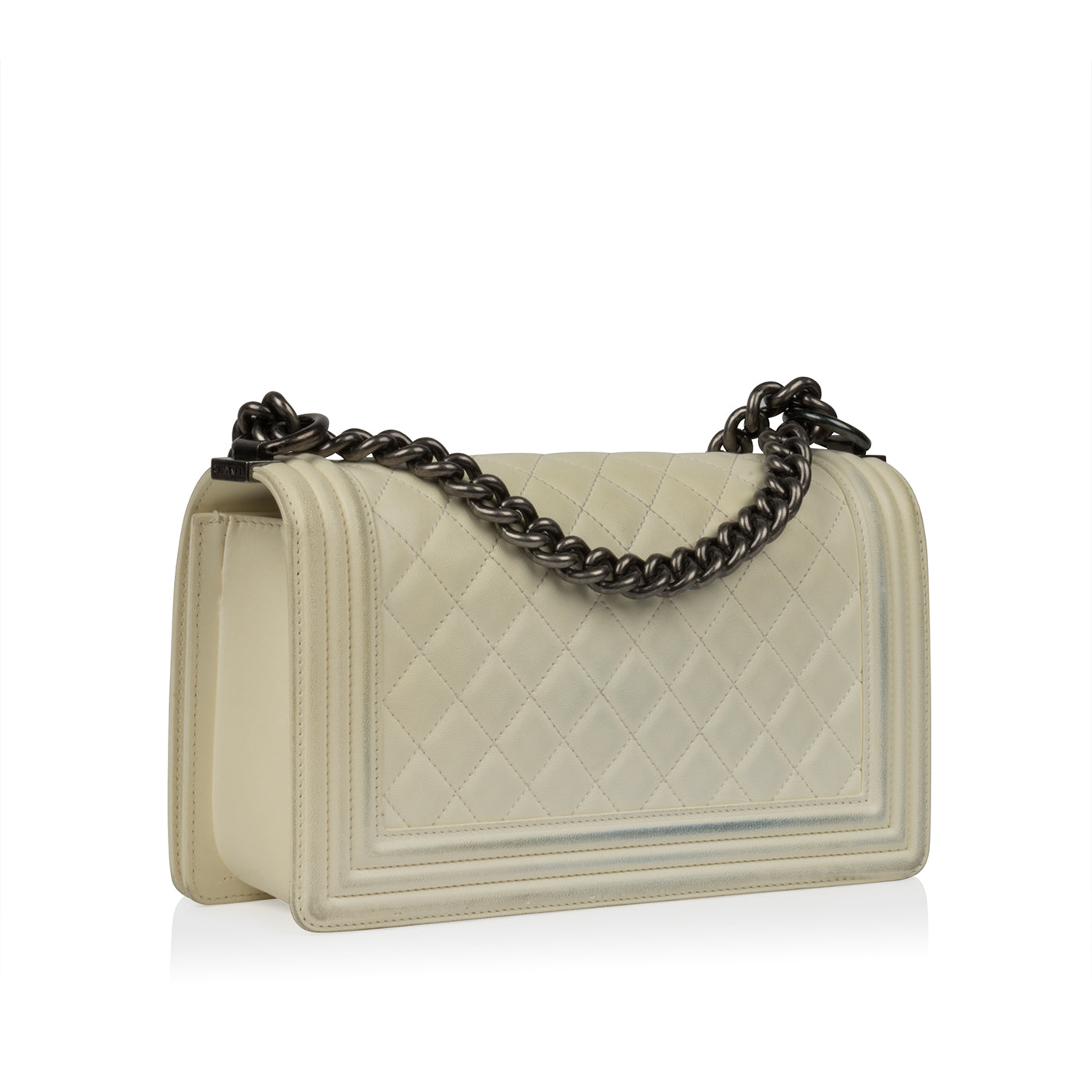 Chanel Boy Bag Lambskin Cream Shoulder Bag Lambskin