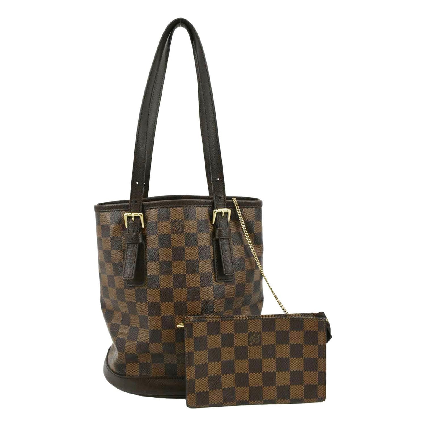 LOUIS VUITTON Marais Bucket Damier Ebene Shoulder Bag Brown