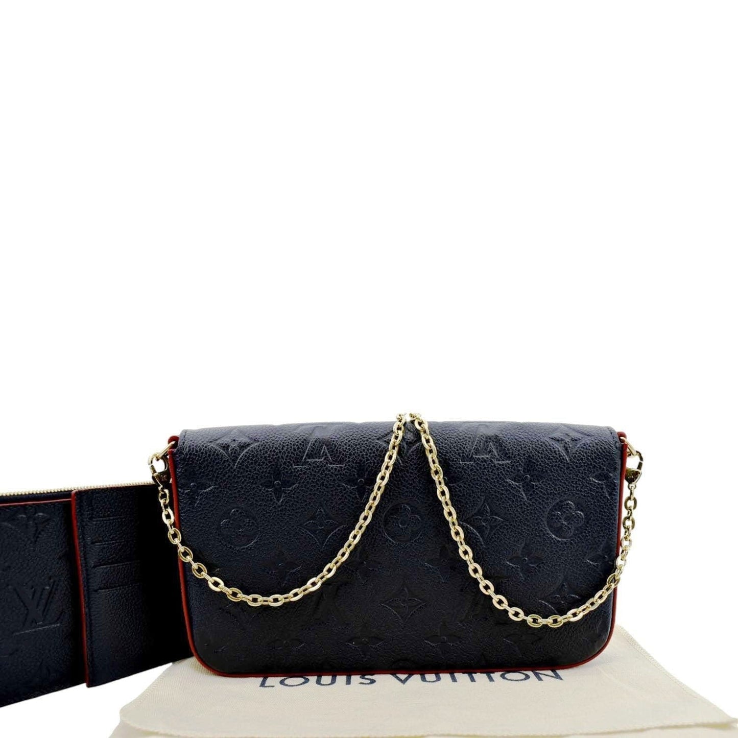 LOUIS VUITTON Felicie Monogram Empreinte Pochette Crossbody Bag Navy Blue