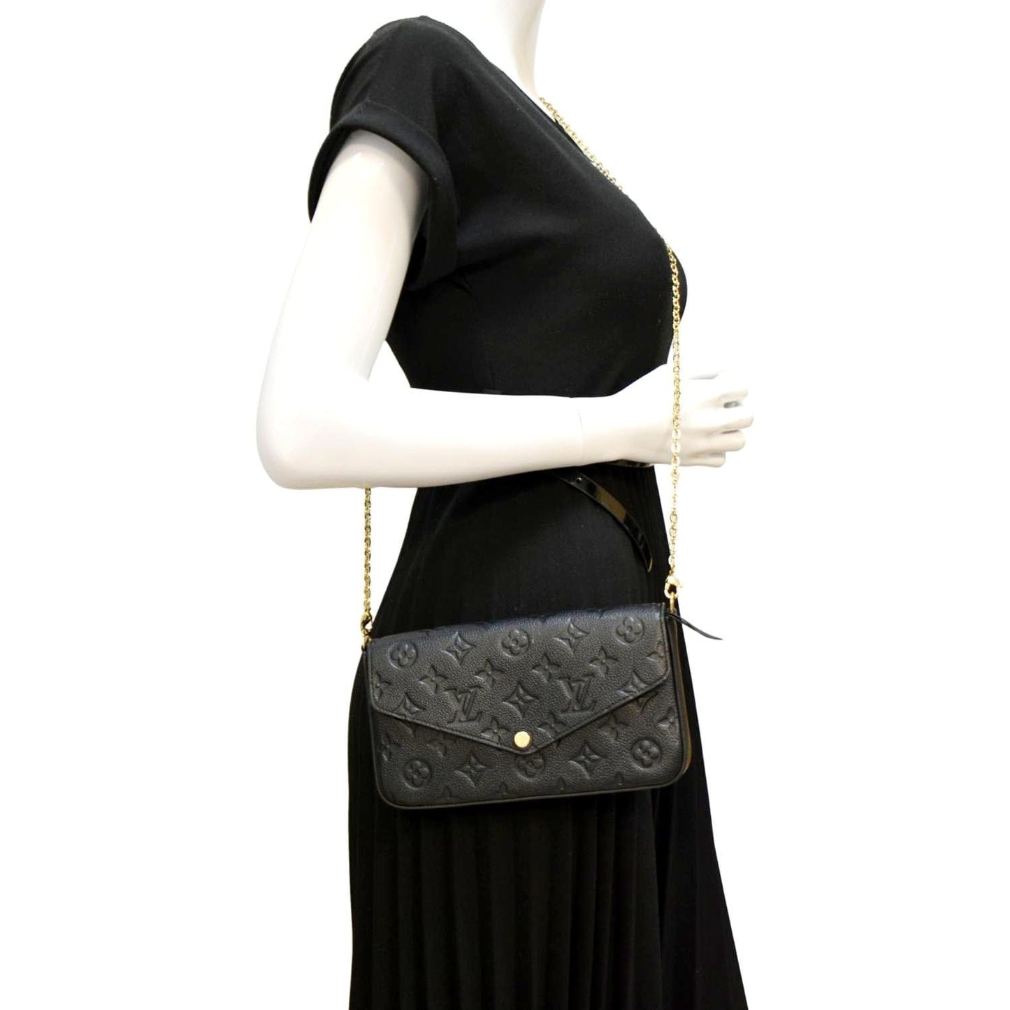 LOUIS VUITTON Felicie Monogram Empreinte Pochette Crossbody Bag Black