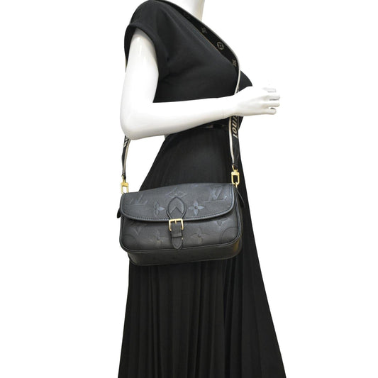 LOUIS VUITTON Diane Monogram Empreinte Leather Crossbody Bag Black