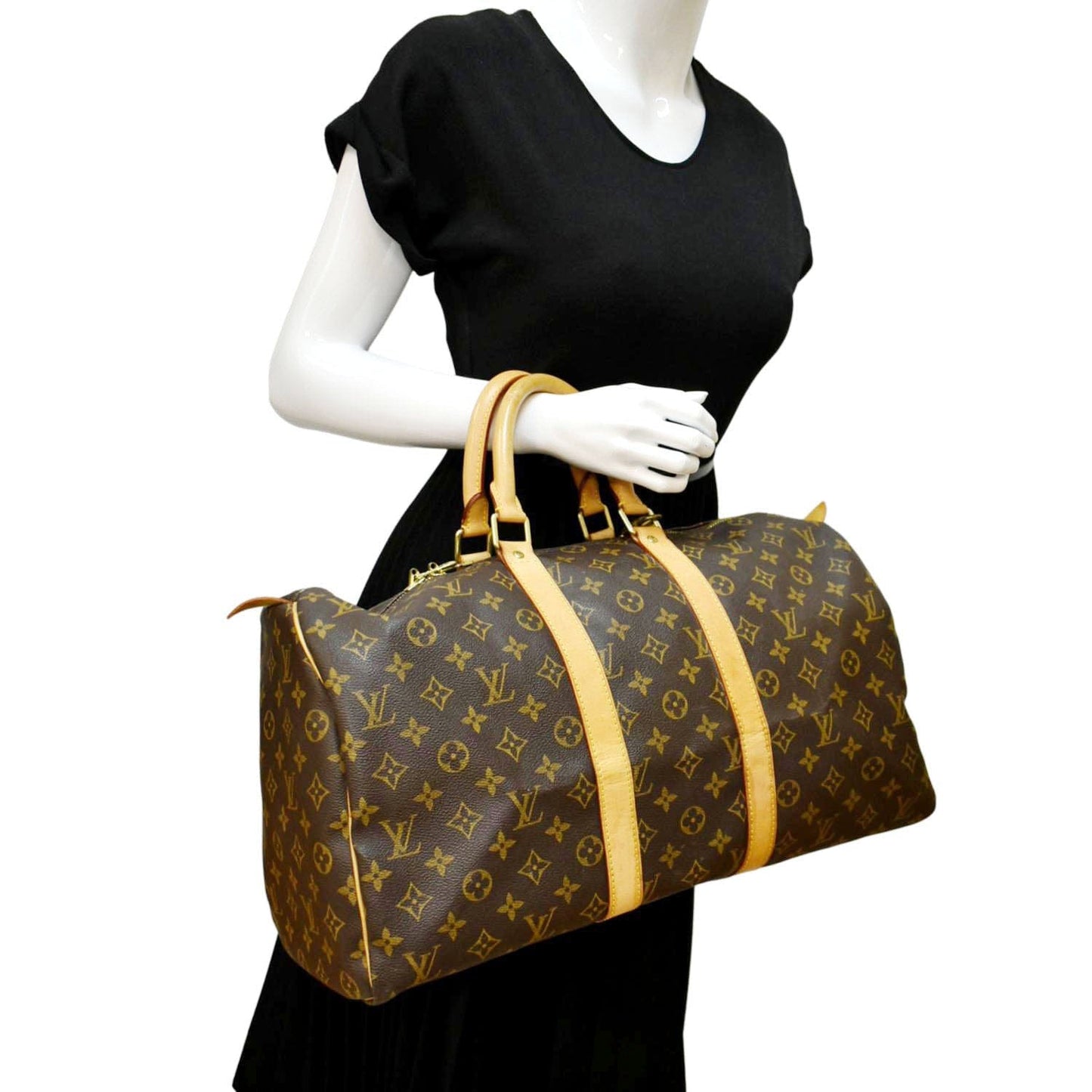 LOUIS VUITTON Keepall 45 Monogram Canvas Travel Bag Brown