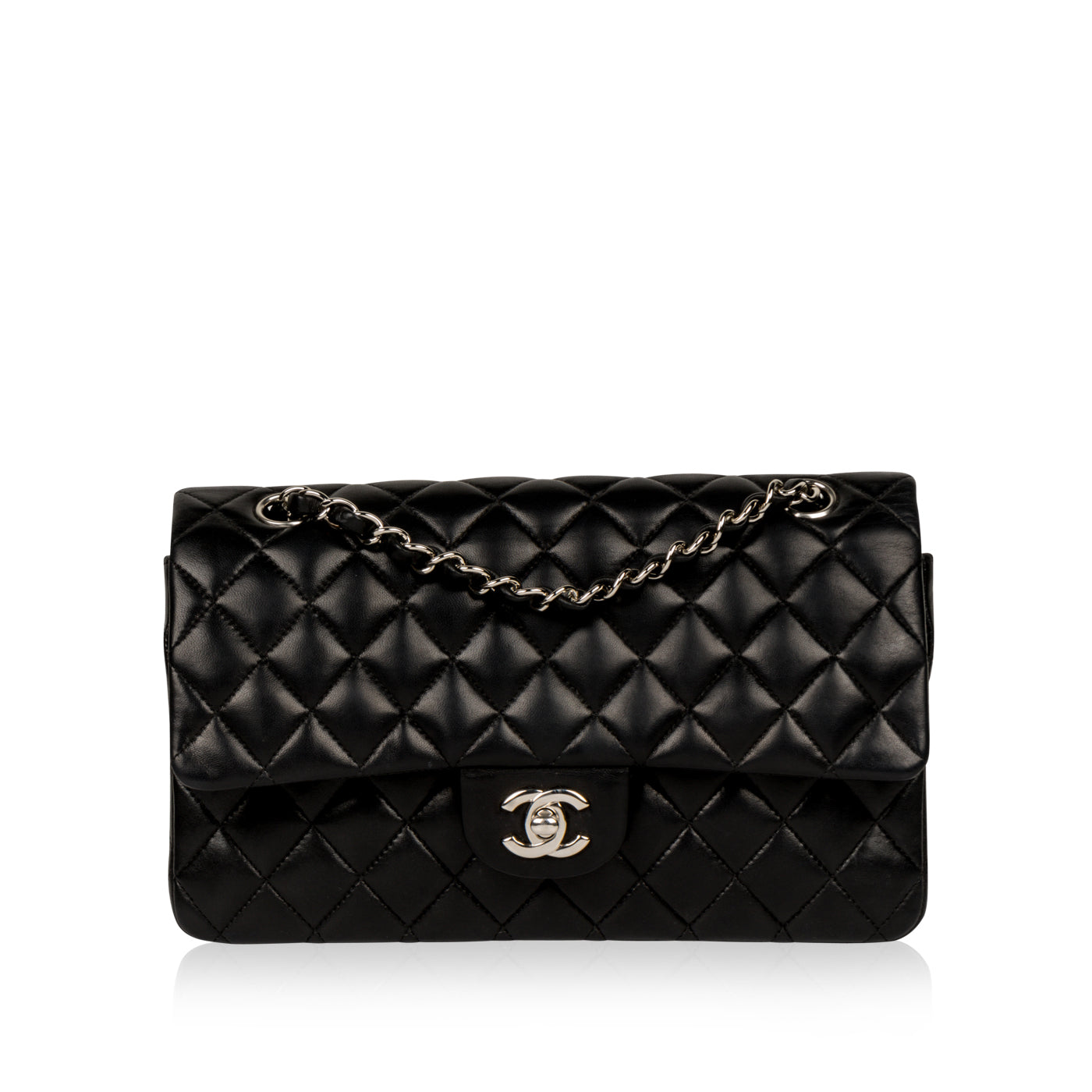 Chanel Classic Flap Lambskin Black Shoulder Bag Style 152