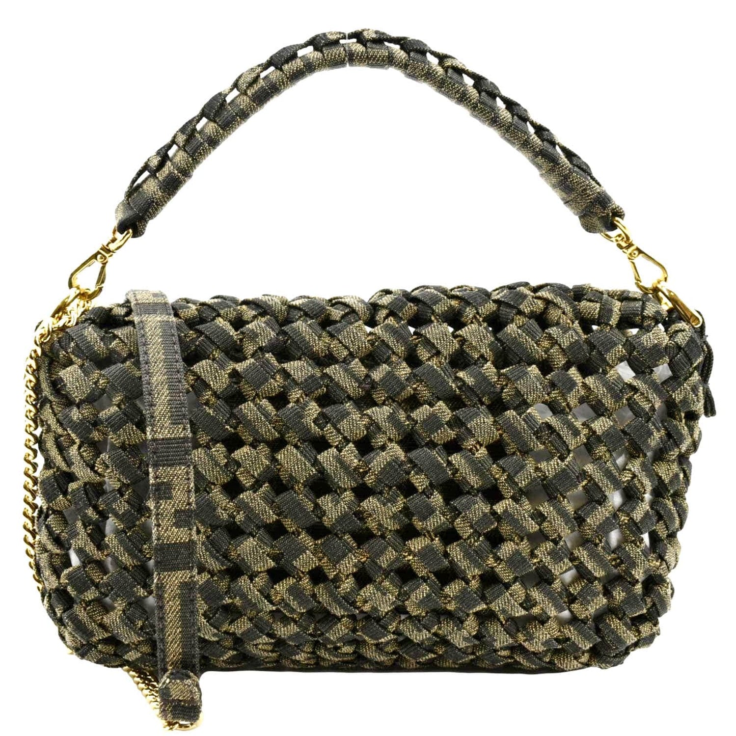Fendi Baguette Jacquard Brown Shoulder Bag