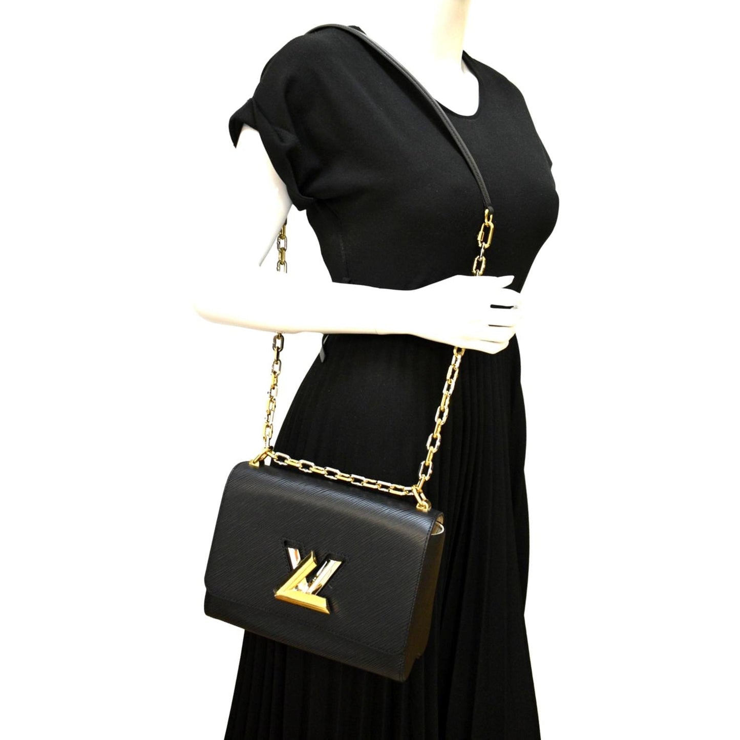 LOUIS VUITTON LV Twist MM Epi Leather Shoulder Bag Black