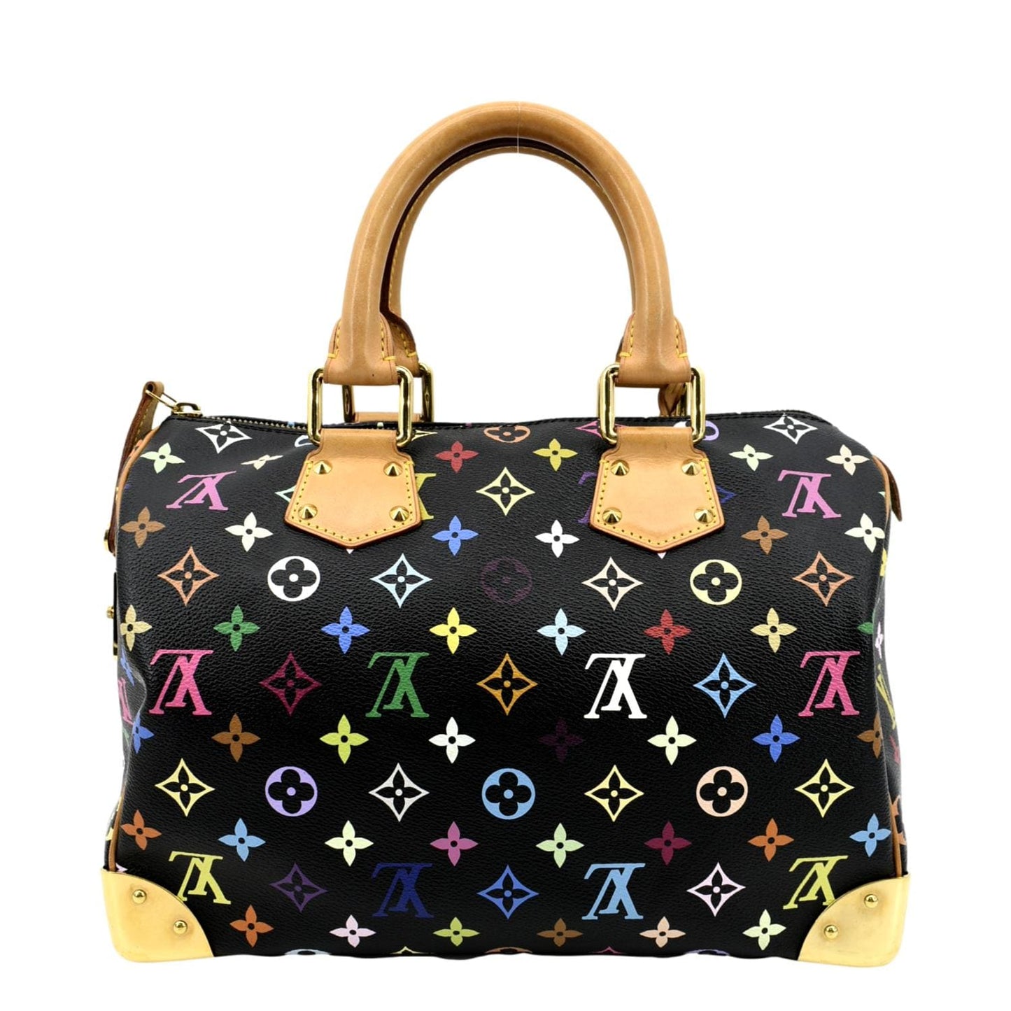 LOUIS VUITTON 30 Multicolor Monogram Canvas Satchel Bag Black