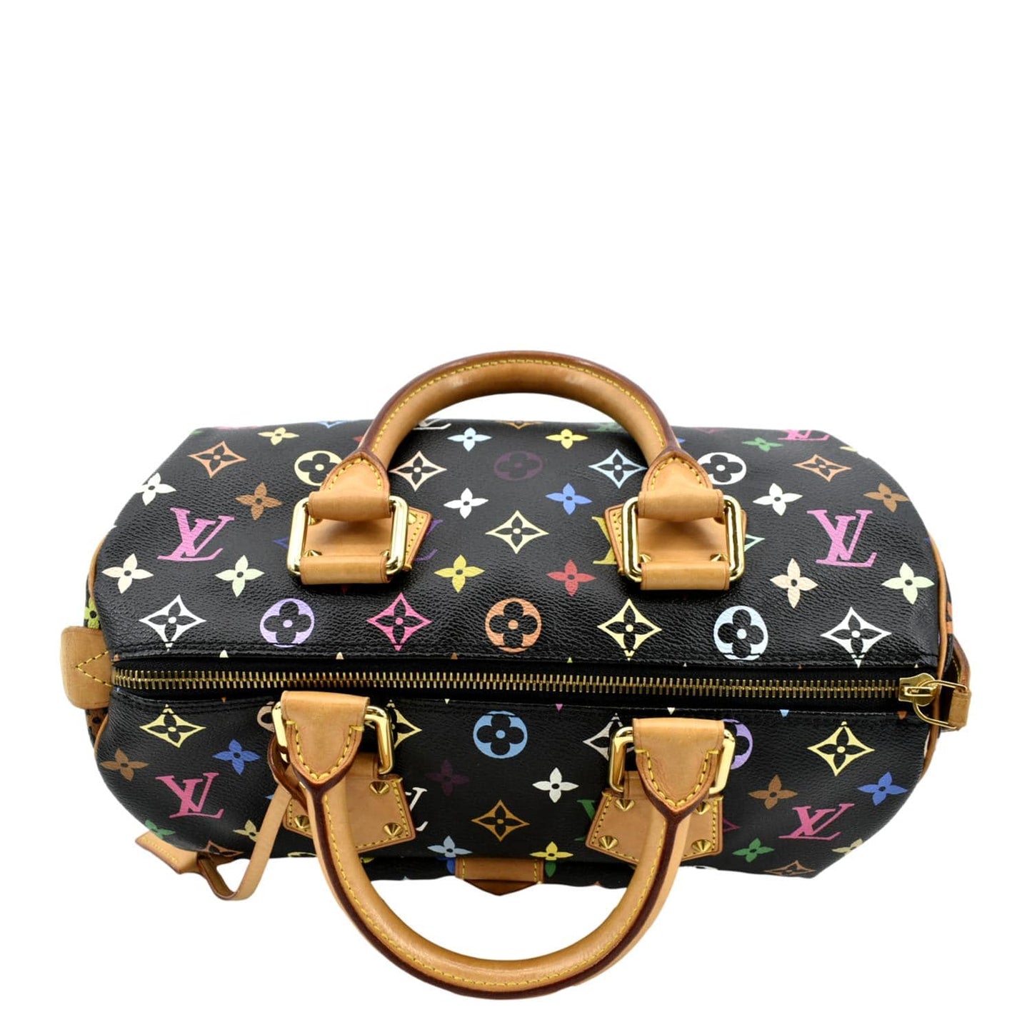 LOUIS VUITTON 30 Multicolor Monogram Canvas Satchel Bag Black
