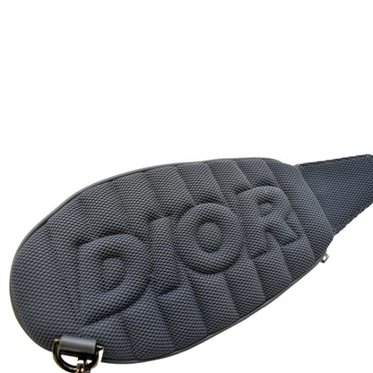 CHRISTIAN DIOR Scarab Calfskin Leather Crossbody Bag Grey