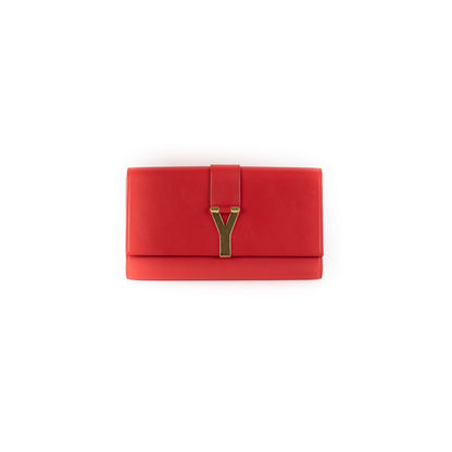 Saint Laurent Luxury Leather Red Clutch