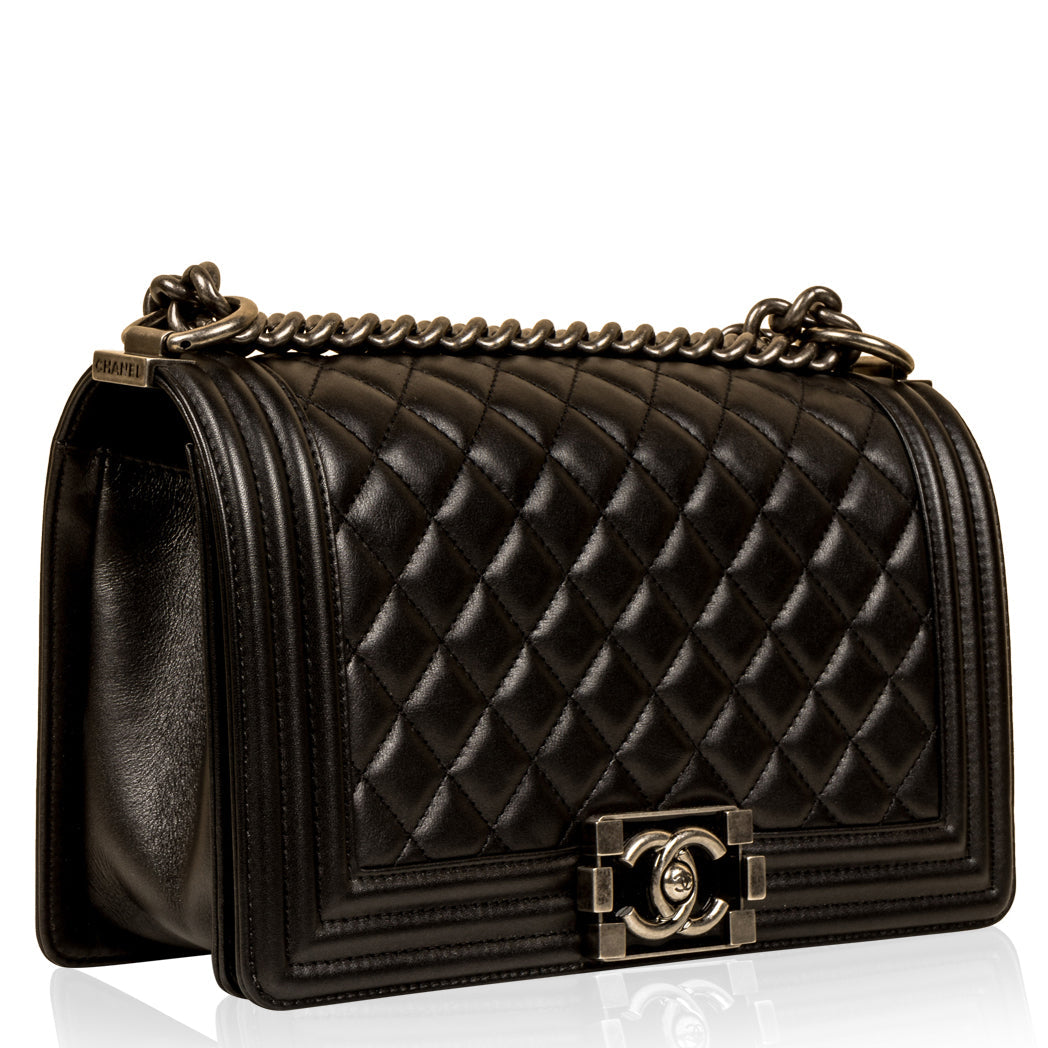 Chanel Boy Bag Lambskin Black Shoulder Bag Style 12