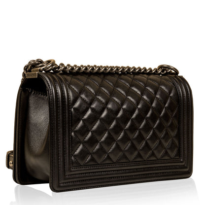 Chanel Boy Bag Lambskin Black Shoulder Bag Style 12