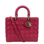 CHRISTIAN DIOR Large Lady Dior Cannage Lambskin Shoulder Bag Pink