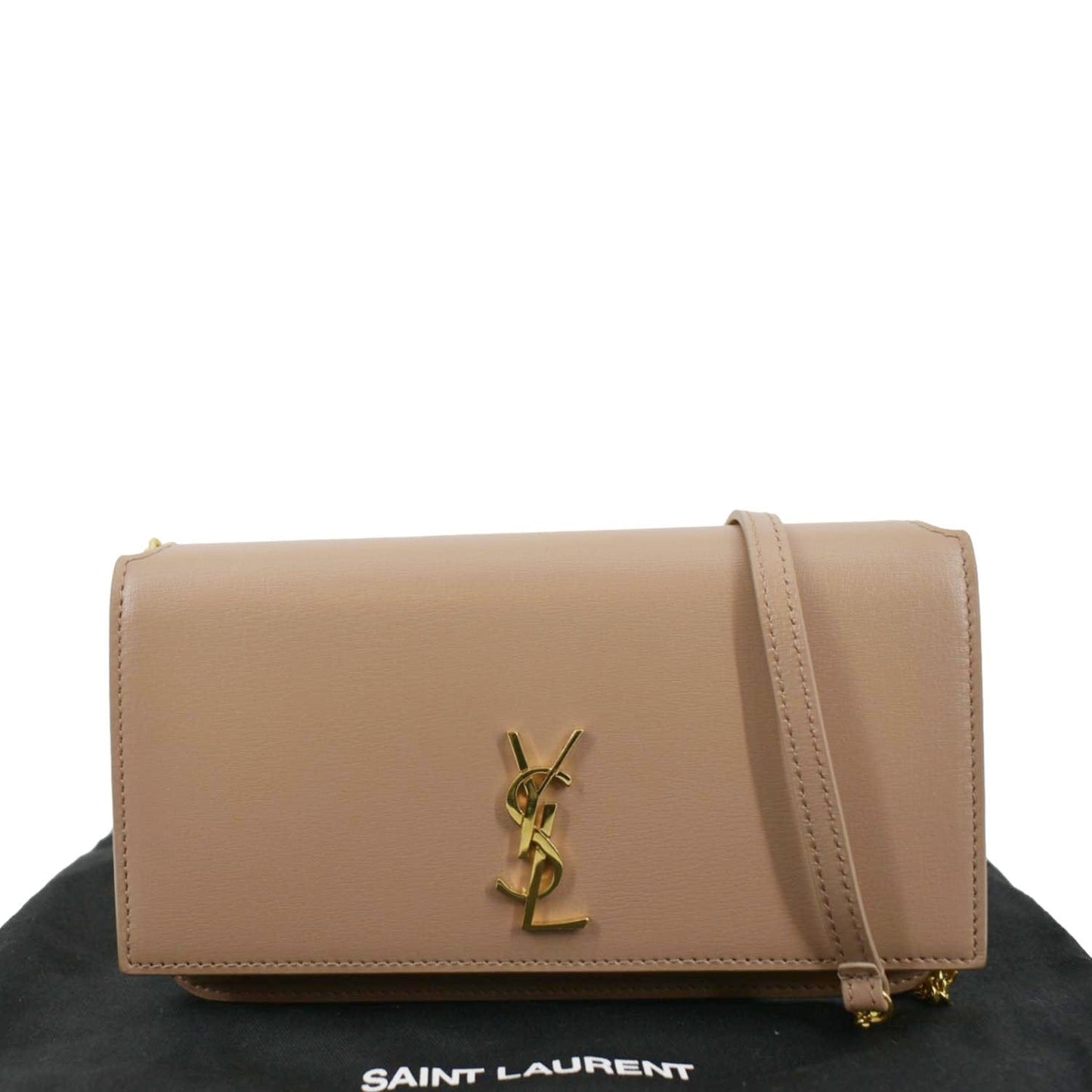 Saint Laurent Cassandre Leather Beige Shoulder Bag