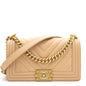 Chanel Beige Chevron Leather Medium Boy Flap Bag