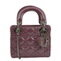 CHRISTIAN DIOR Mini Lady Dior Pearlescent Cannage Lambskin Shoulder Bag Dark Pink