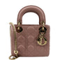 CHRISTIAN DIOR Mini Lady Dior Cannage Lambskin Leather Shoulder Bag Blush