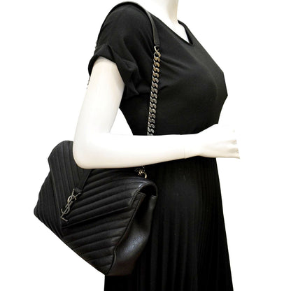 Saint Laurent College Leather Black Shoulder Bag Style 3