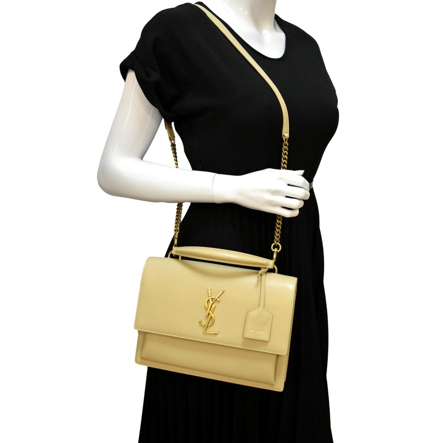 Saint Laurent Sunset Leather Beige Shoulder Bag Style 2