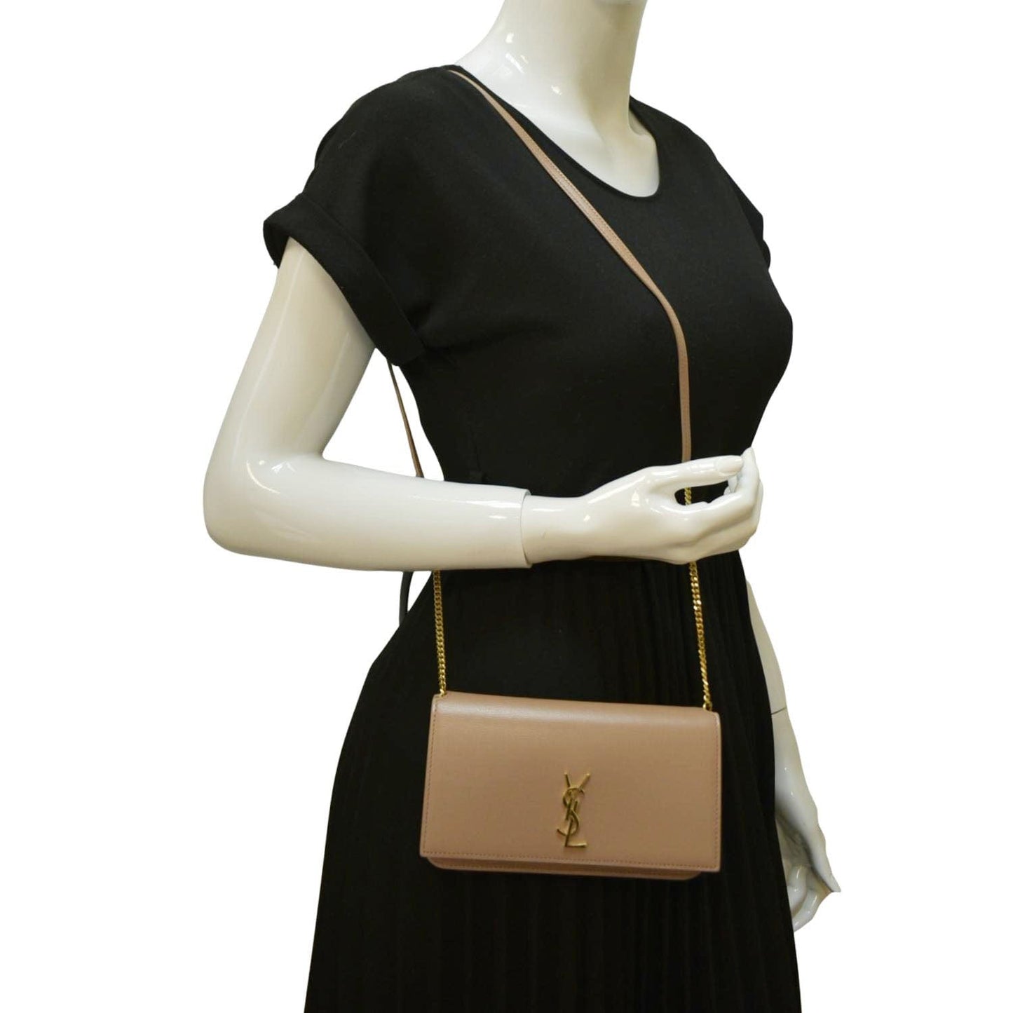 Saint Laurent Cassandre Leather Beige Shoulder Bag