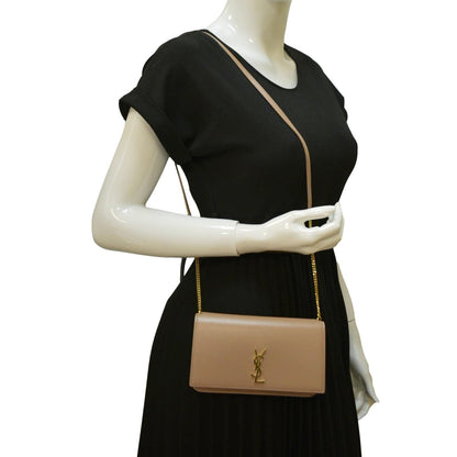 Saint Laurent Cassandre Leather Beige Shoulder Bag