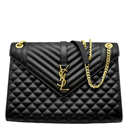 Saint Laurent Envelope Leather Black Shoulder Bag Style 16