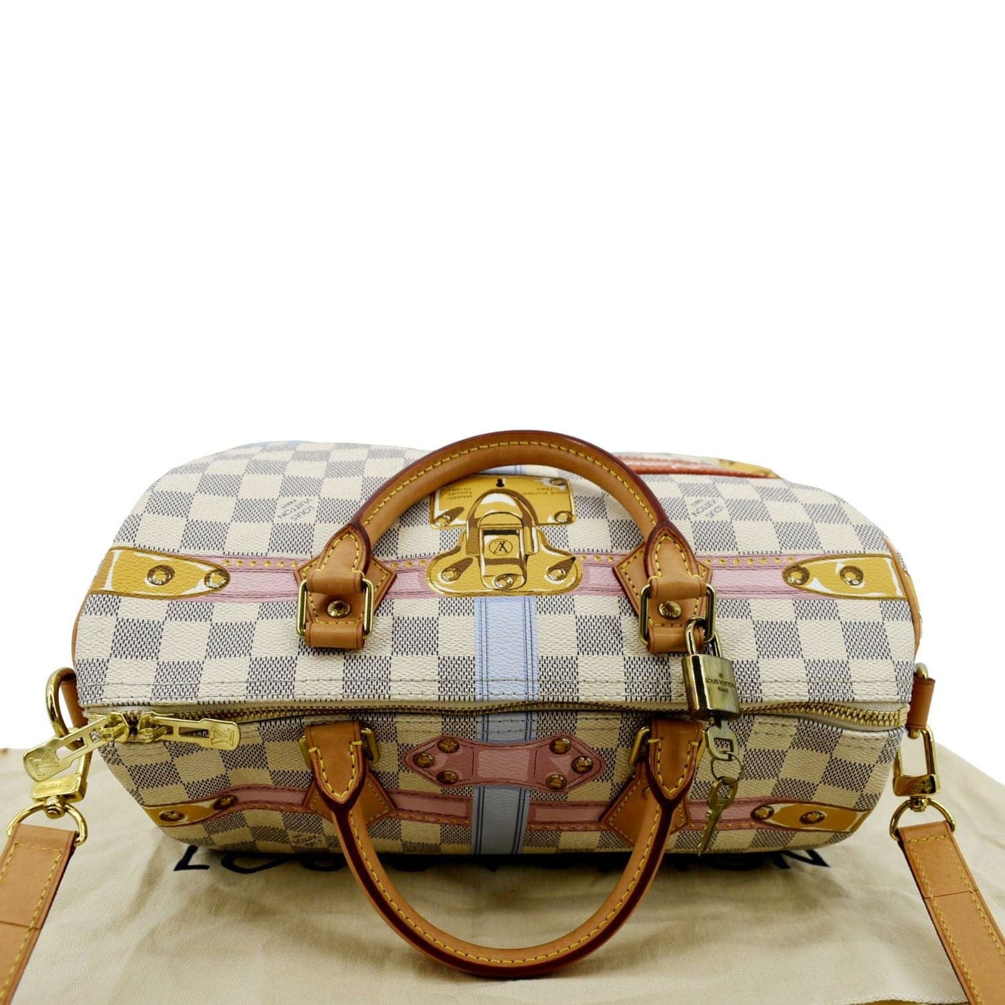 LOUIS VUITTON Summer Trunks Damier Azur Satchel Shoulder Bag White