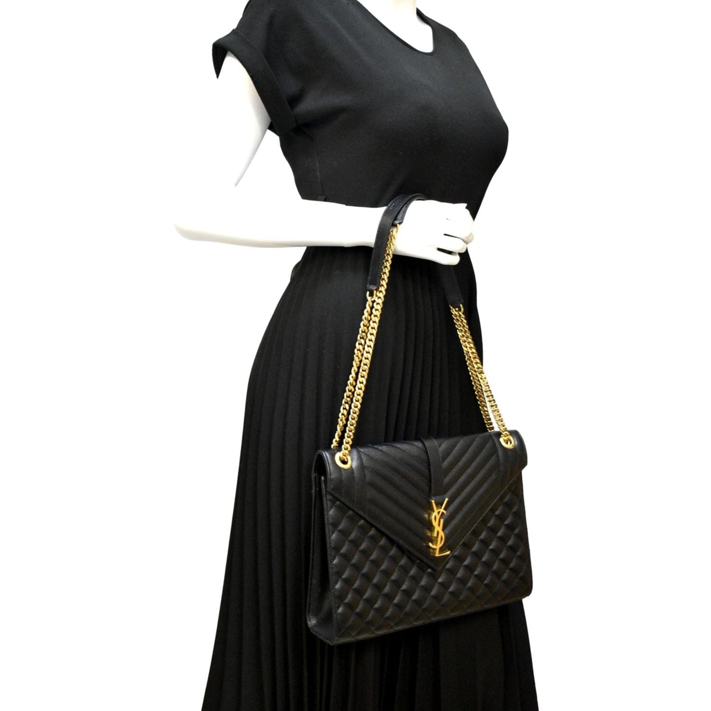 Saint Laurent Envelope Leather Black Shoulder Bag Style 16