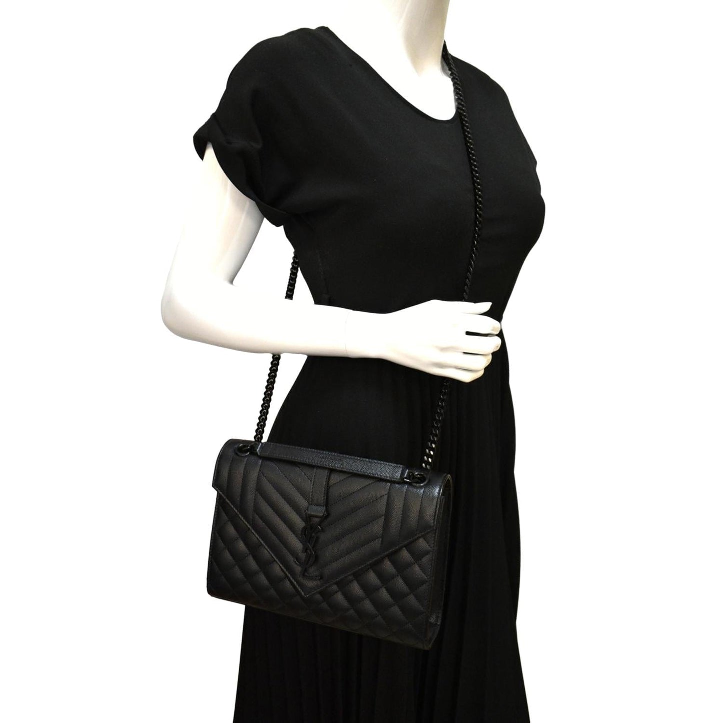 Saint Laurent Envelope Leather Black Shoulder Bag Style 15
