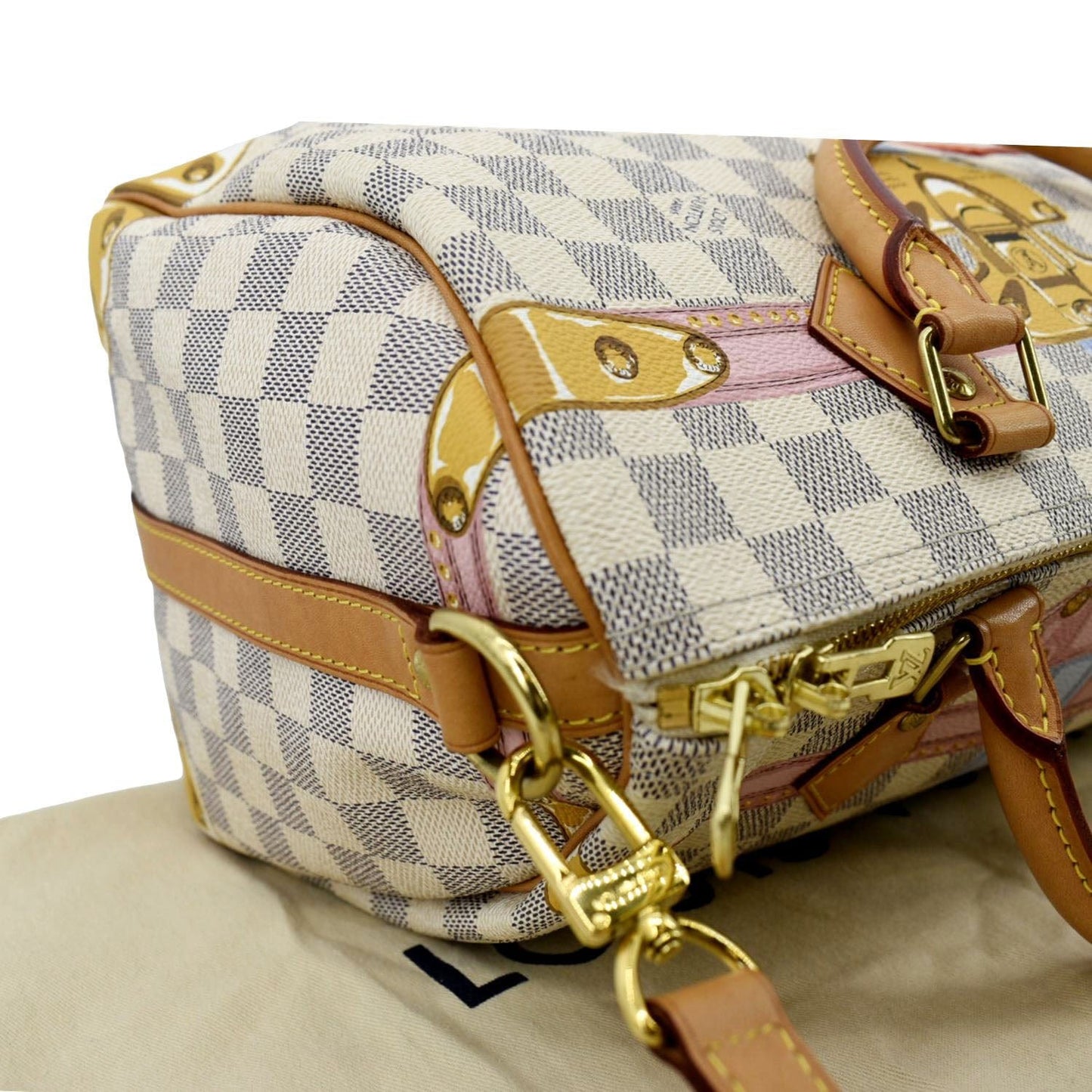LOUIS VUITTON Summer Trunks Damier Azur Satchel Shoulder Bag White
