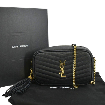 Saint Laurent Lou Leather Black Crossbody Style 25