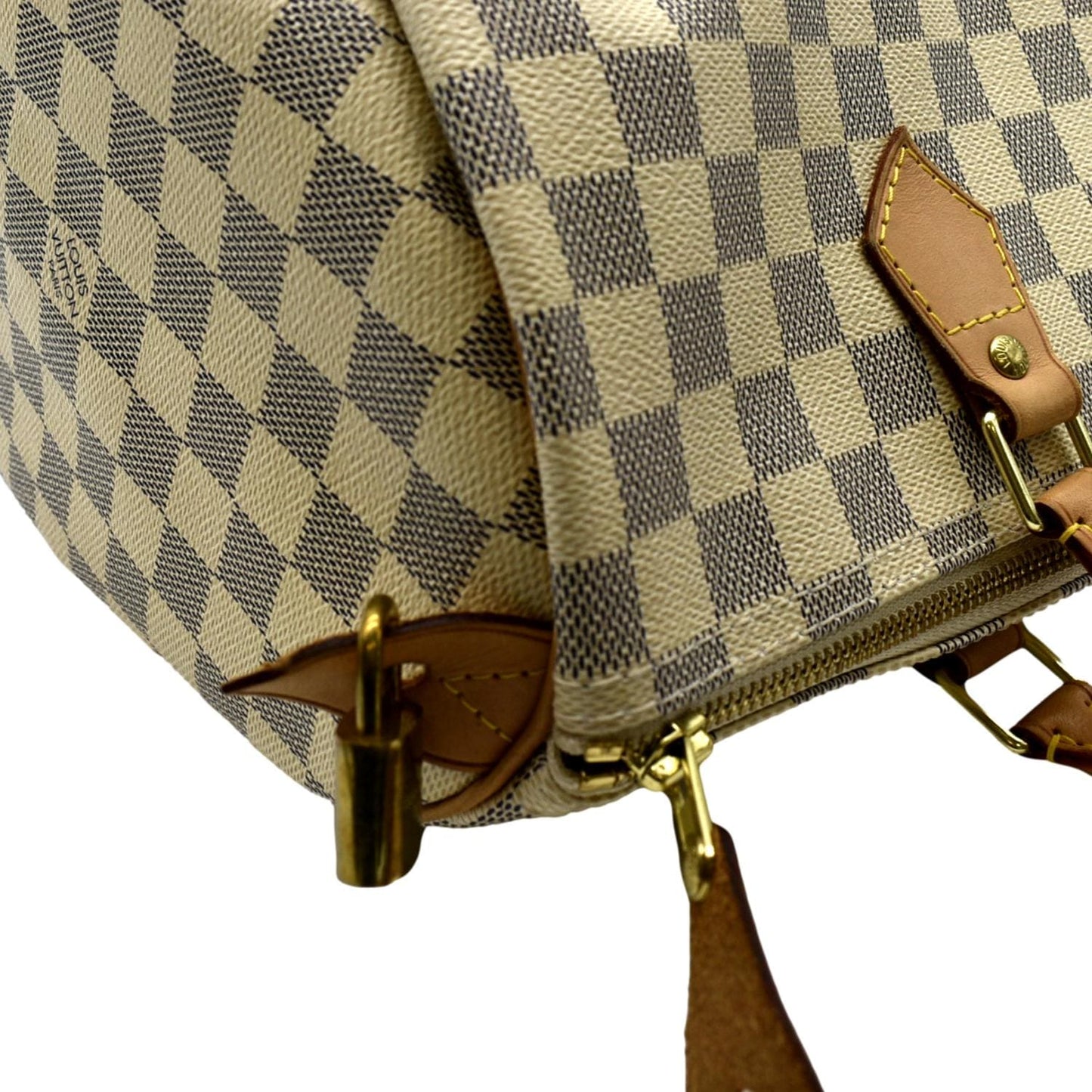 LOUIS VUITTON 35 Damier Azur Satchel Bag White