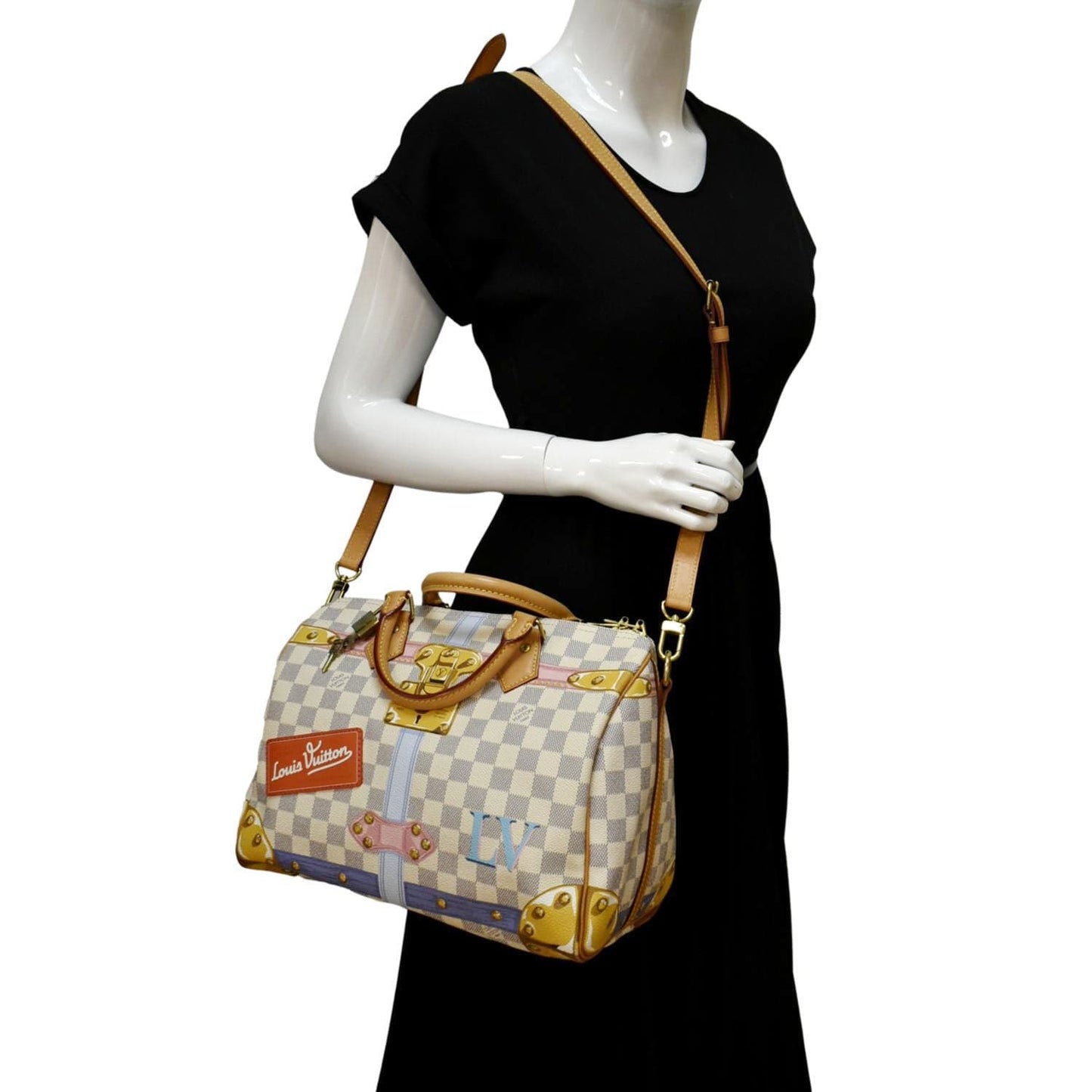 LOUIS VUITTON Summer Trunks Damier Azur Satchel Shoulder Bag White