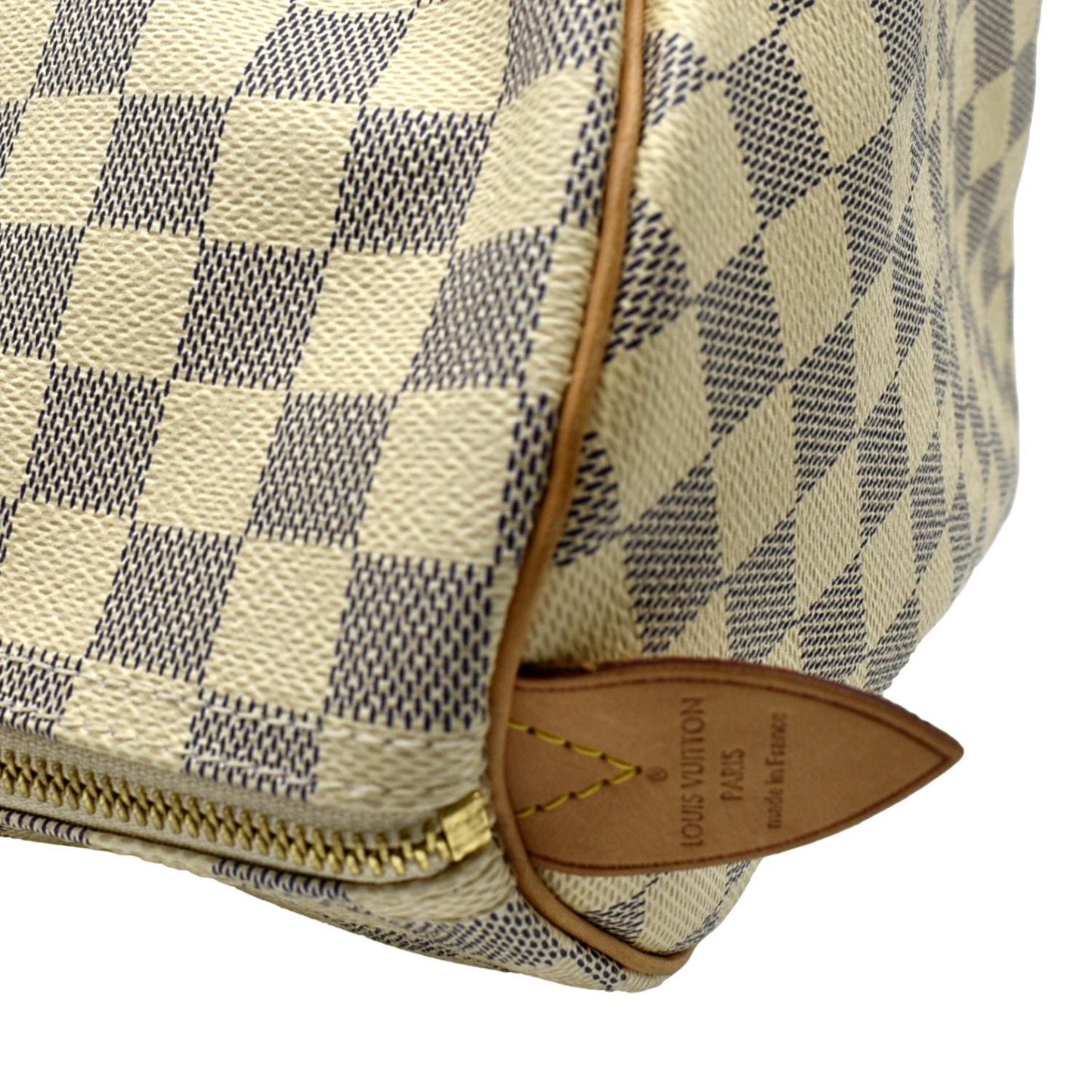 LOUIS VUITTON 35 Damier Azur Satchel Bag White