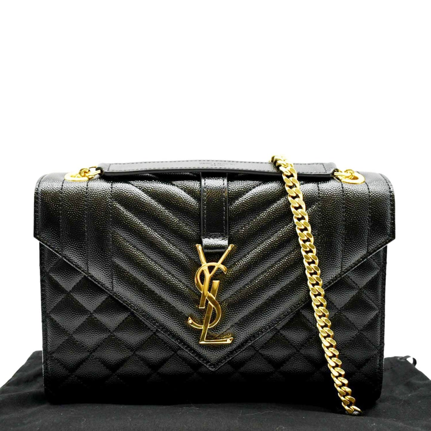 Saint Laurent Envelope Leather Black Shoulder Bag Style 17