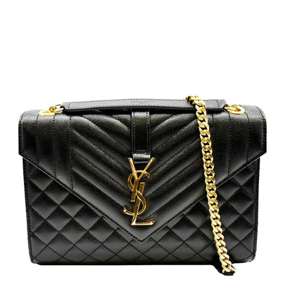 Saint Laurent Envelope Leather Black Shoulder Bag Style 17