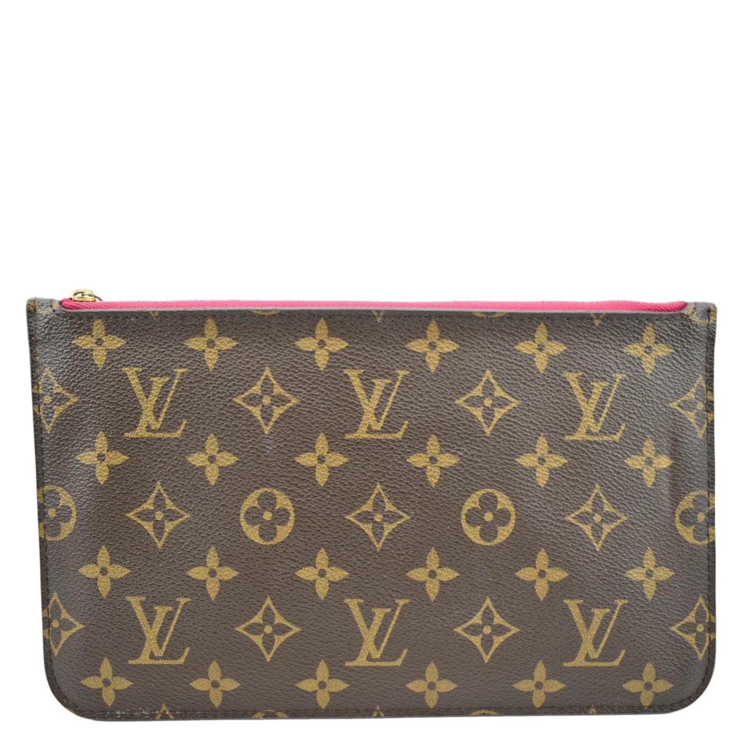 LOUIS VUITTON Neverfull Monogram Canvas Pochette Wristlet Pouch Fuchsia
