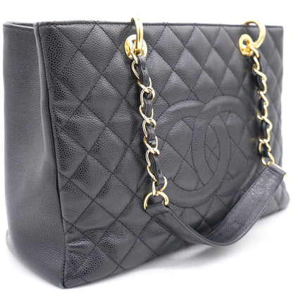 Chanel Black Quilted Caviar Leather Grand Shopper Tote