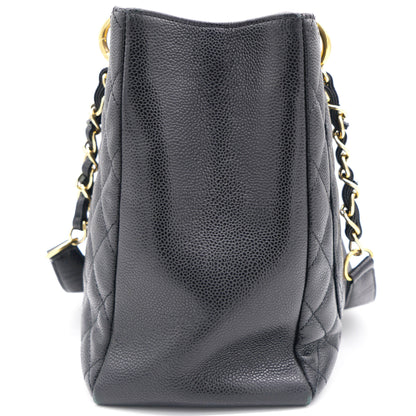 Chanel Black Quilted Caviar Leather Grand Shopper Tote