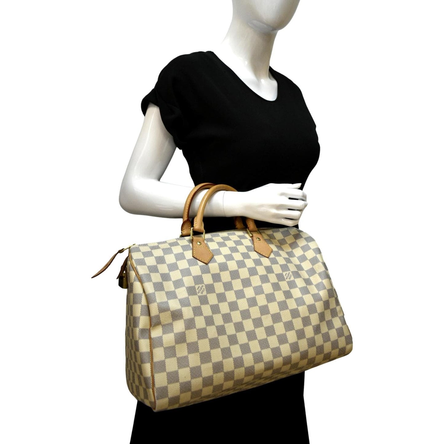 LOUIS VUITTON 35 Damier Azur Satchel Bag White