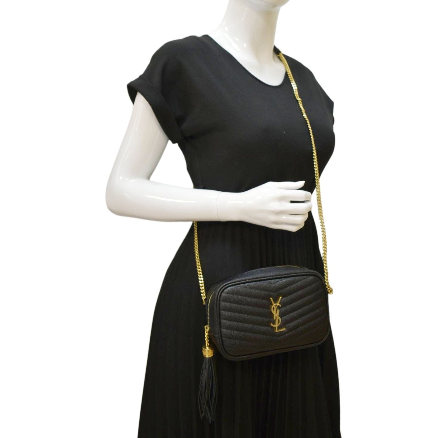 Saint Laurent Lou Leather Black Crossbody Style 25